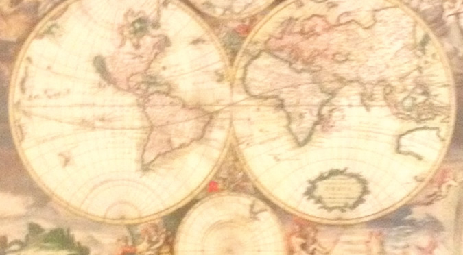 Old World Map Wall Art Feature