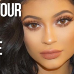 kylie jenner contouring with beautiful makeup lashes and wavy hair