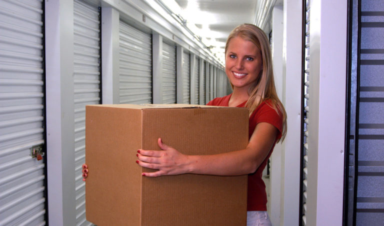 Blonde Woman Storage Unit Cardboard Box