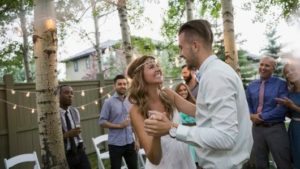 Bohemian wedding_couple headband string lights