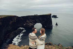 Wedding on Irish cliffs sweaters cold travel destination bridal