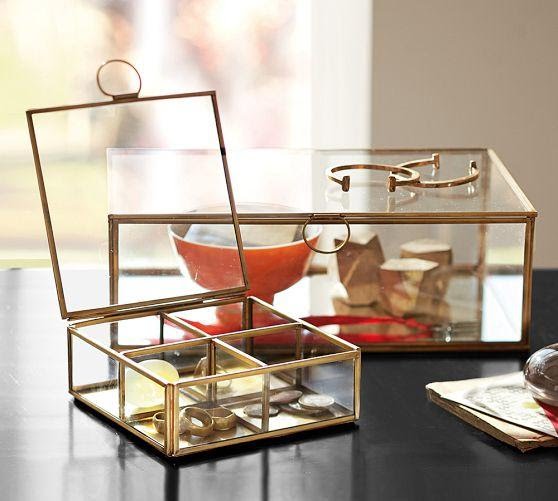 Jewelry storage display box gold