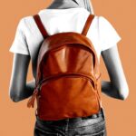 lady backpack purse orange rust