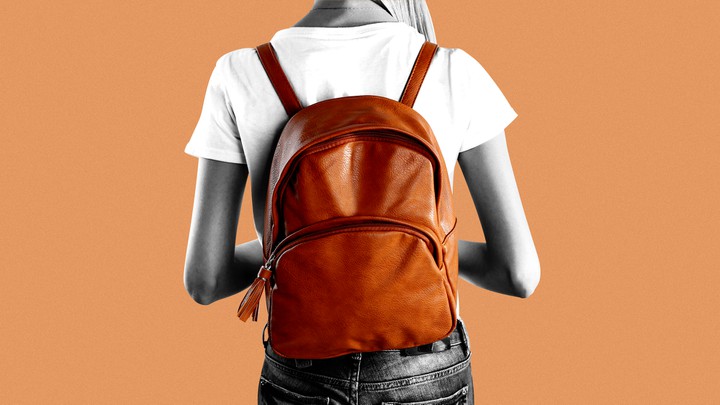 lady backpack purse orange rust