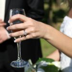 couple champagne wedding engagement ring