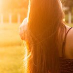 Woman long hair sunlight