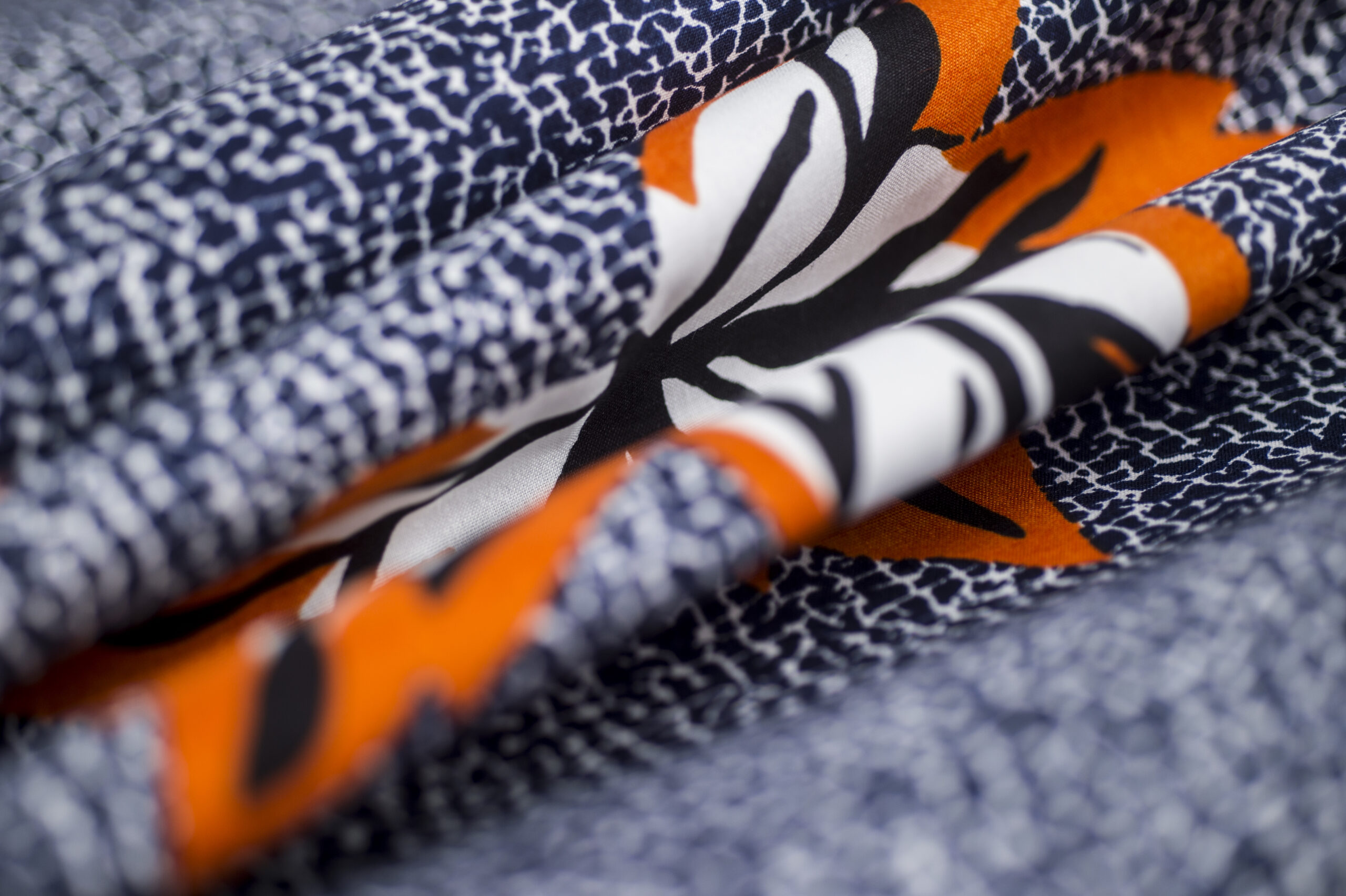 Eco friendly fabrics scarves black white orange