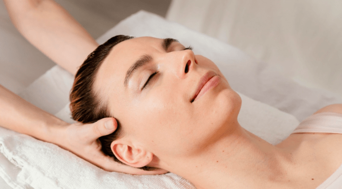 woman head massage