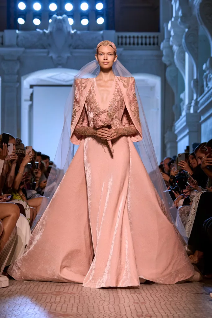Elie Saab Fall 2023 Couture Model in Pink Dress